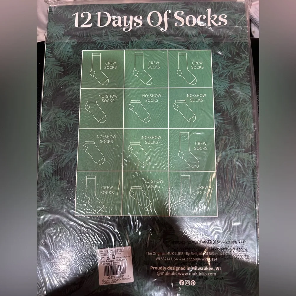 COPY - Brand New Muk Luks 12 Days of Socks - 12 pairs of Womens Christmas socks